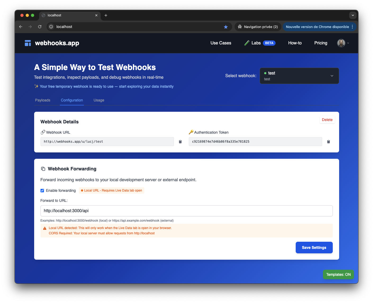 DockerHub webhook development